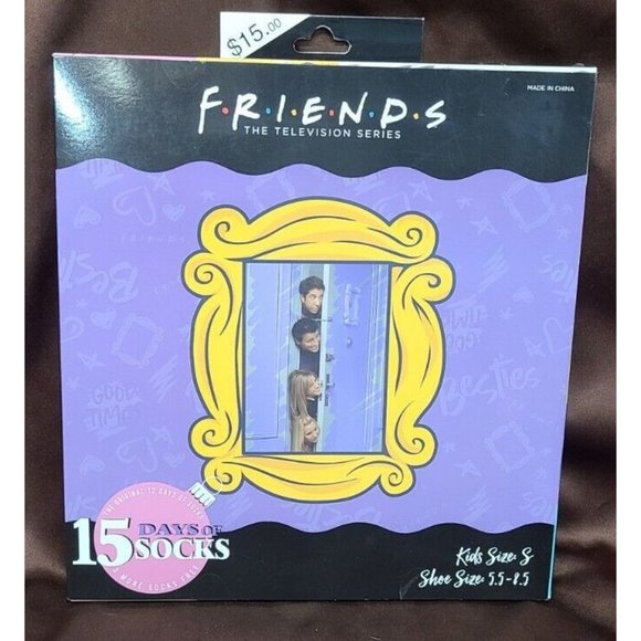 New Friends TV Show Kids Socks Size S (5.5-8.5) 15 Days of Socks Advent Calendar - Picture 1 of 10